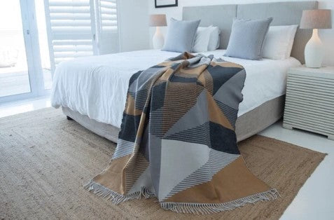 Brushed Cotton Throw - Brown & Grey