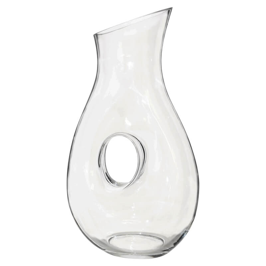 Clear jug with hole in belly