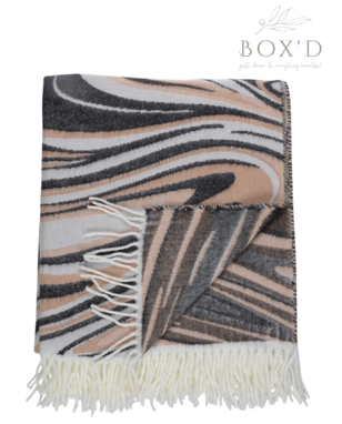 Brushed Cotton Throw - Spilled Oil Charcoal/Cream/Salmon