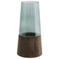 Green Glass & Wood Flue Vase