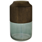 Green Glass & Wood Column Vase