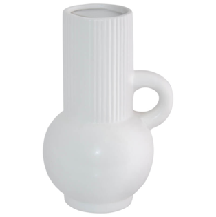 White Ceramic Vase with Handle